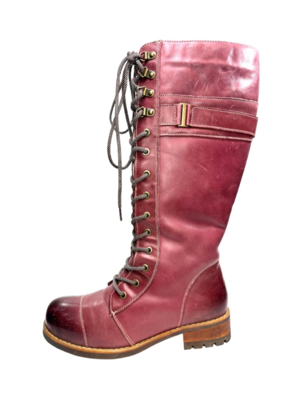 Biotime Dakota Burgundy Leather Tall Riding Boots | 8
